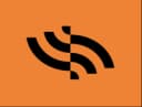 Linearity black logo over an orange background.